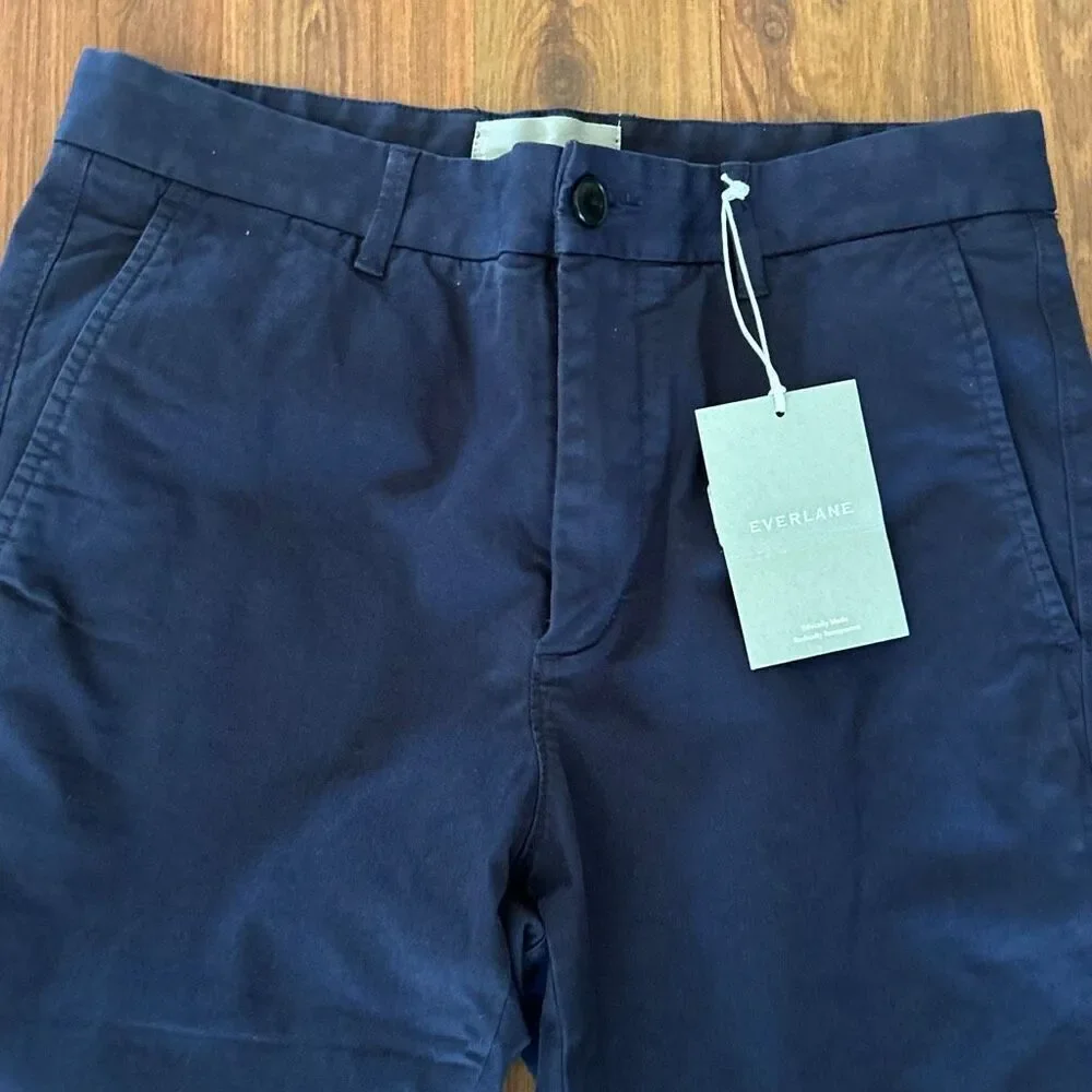 NWT Everlane navy the midnight Slim Chino Size 30×32 perfect work pant flat fron